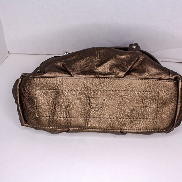 Kathy Van Zeeland Purse Top Handle Bag Vinyl Studded Rhinestones Brown - Picture 5 of 7